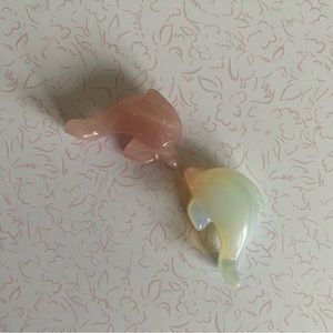Rose quartz Dolphin & Opal Dolphin pair